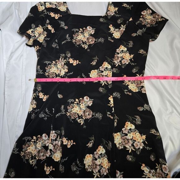 VINTAGE 90s dark floral cottagecore corset‎ back fit and flare grunge dress M - Picture 9 of 10